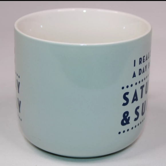 Threshold Stoneware I Really Need a Day Between Saturday & Sunday Blue Mug Cup - Picture 6 of 9